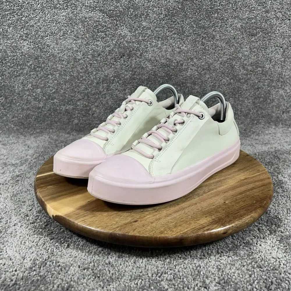 ECCO Flexure T-Cap Low Woman’s Size 39 White Rose Pink Leather Shoes No Insoles